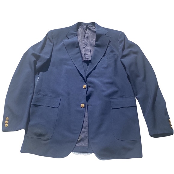 Navy Blazer antique designer Gold Buttons sport Coat 42 R - Picture 3 of 16